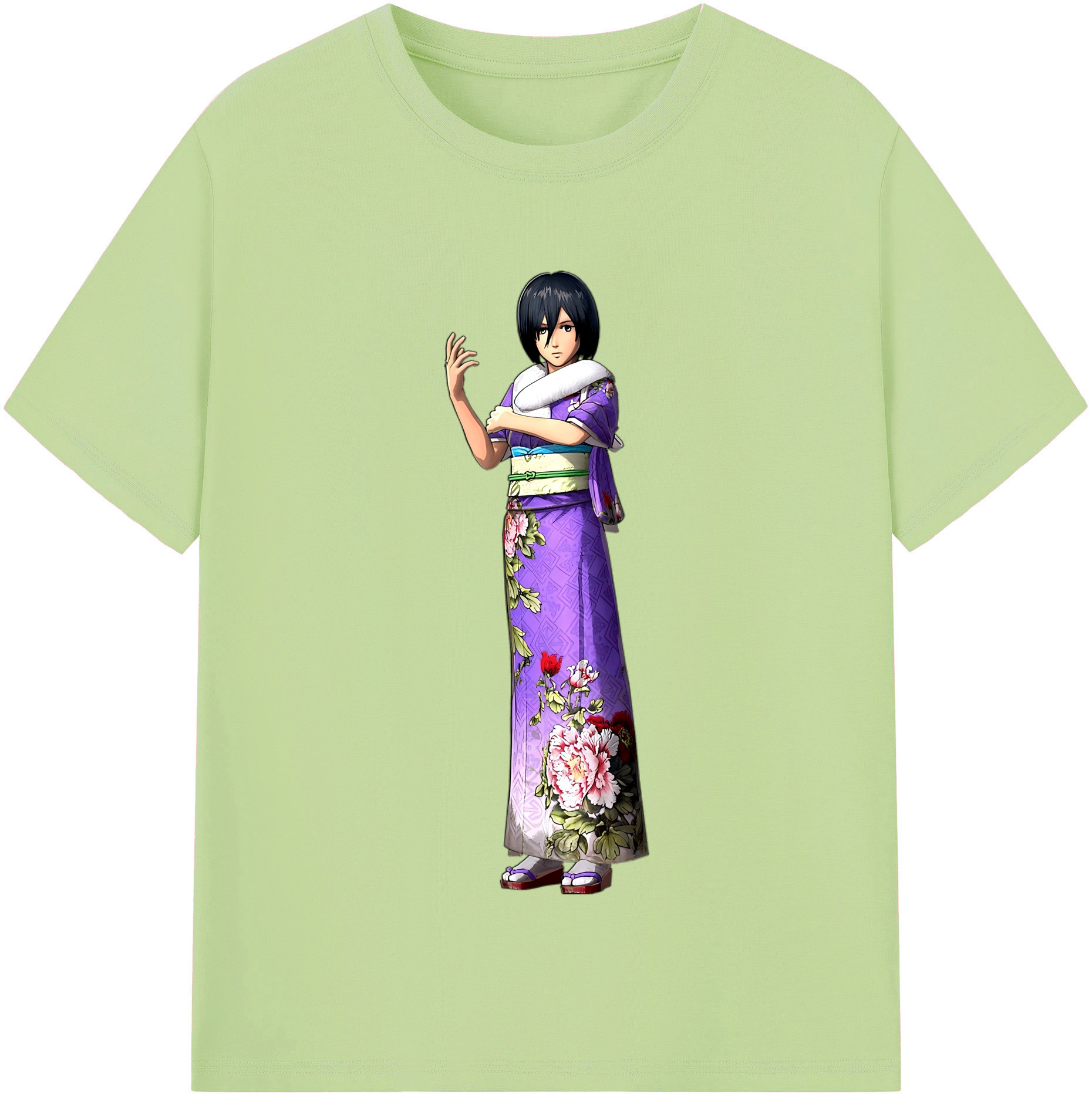 （画像用） 進撃の巨人 ミカサ·アッカーマン Attack on Titan Mikasa Ackerman 綿100％半袖Tシャツ（フロントプリント）
